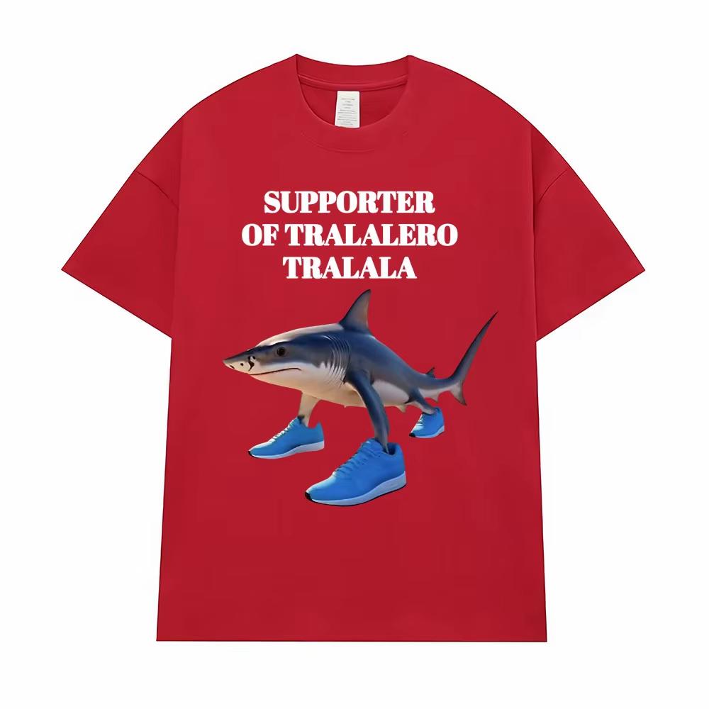 

Funny Running Shark Meme T Shirt Supporter of Tralalero Tralala Graphic T-shirt Men Women Clothing Humor Casual Comfort T Shirts 4XL