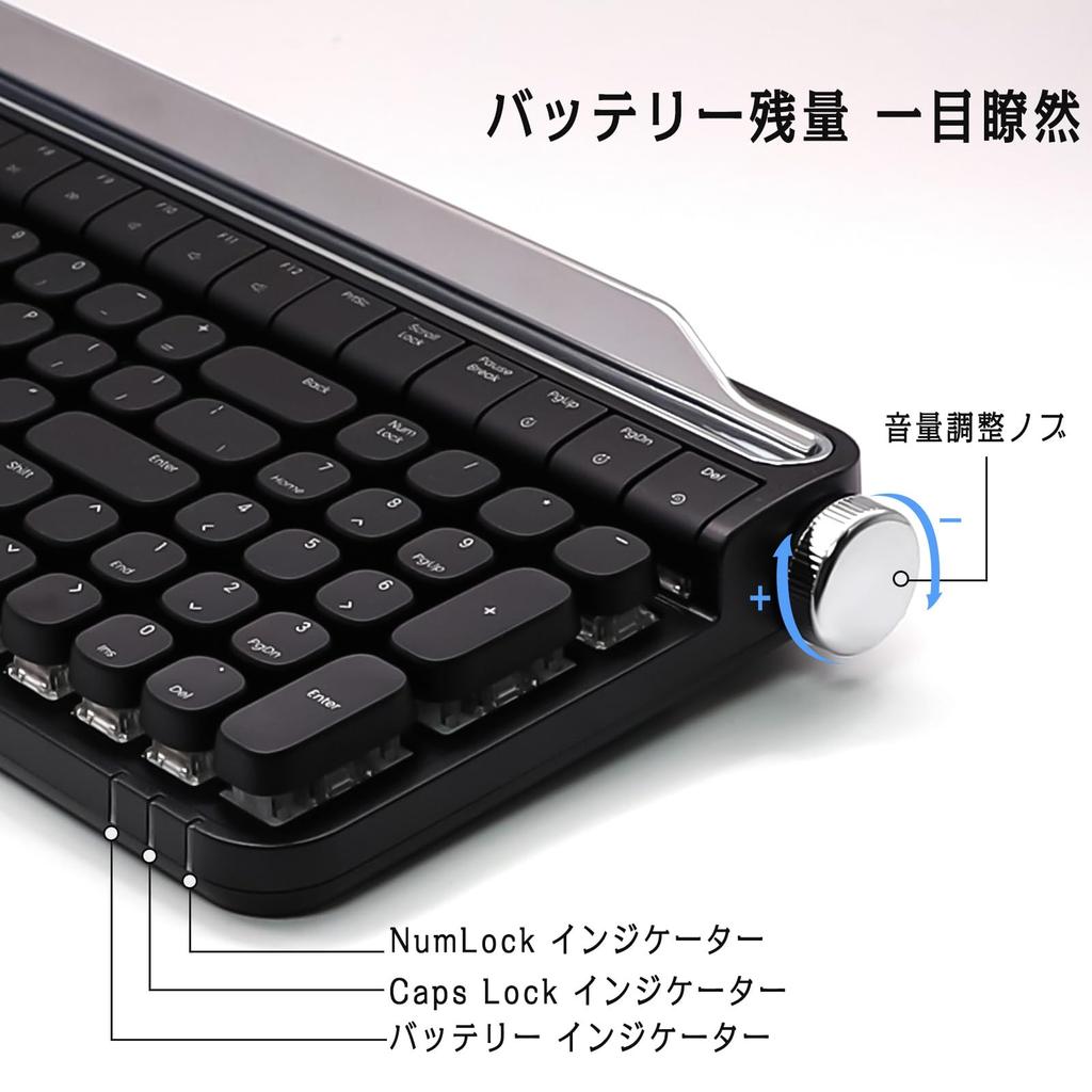 OUSEITECH x ACTTO B703 Mechanical Wireless Retro LED Wired Blue 84 Compatible with and with for and Laptops Typewriter-Style Keyboard, Design,