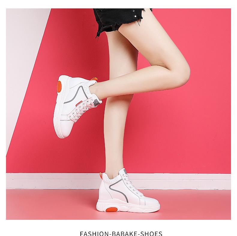 Women's High-Top White Cotton Shoes with Plush Lining, Autumn/Winter 2022 Collection - Height-Enhancing Sports Casual Footwear.