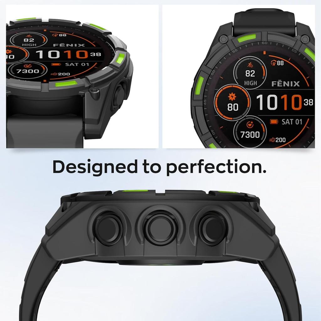 Case Compatible with Garmin Fenix 8 51MM Cover Soft TPU Bumper Rugged Shock Proof Protective Shell for Garmin Fenix 8 51MM Watch Case(Black Green)
