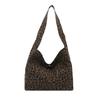 Leopard Print Cotton Cloth Tote Bag Women's New Fashion Popular Simple Commuter Bag Casual Retro Shoulder Bag