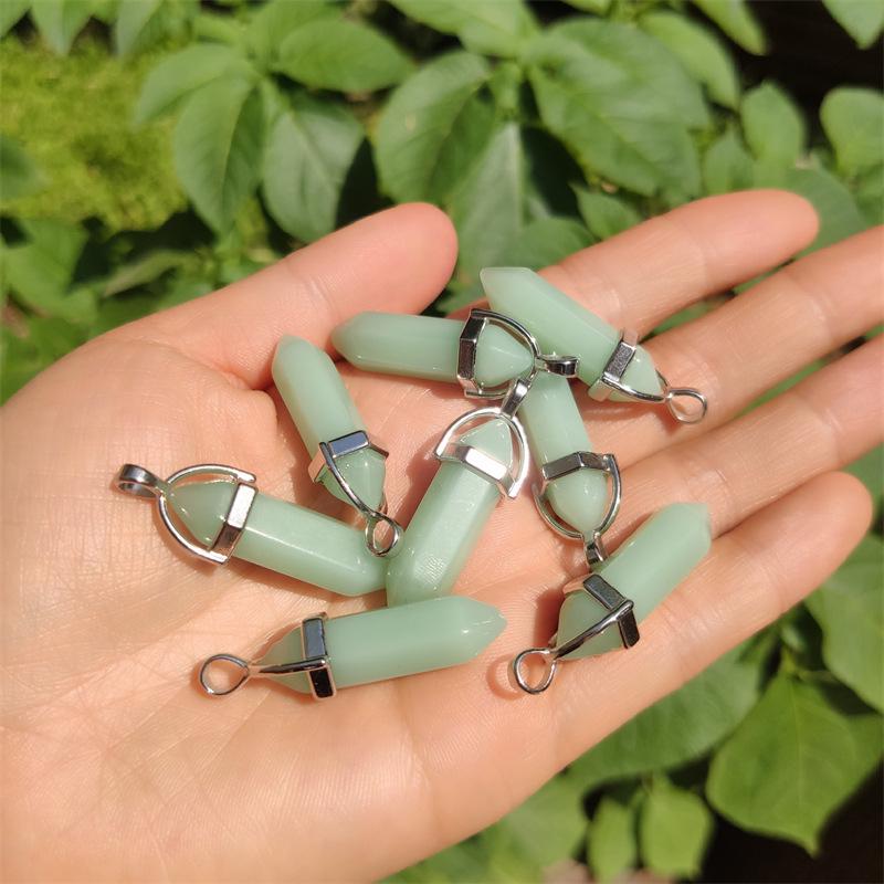 Crystal Hexagonal Pendant Necklace - European & American Popular Luminous Bullet Head Design