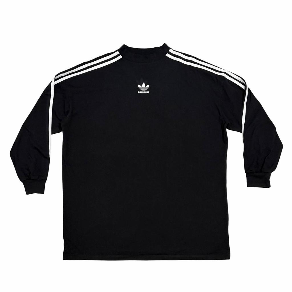BALENCIAGA Men's Size 1 Adidas collaboration long-sleeved T-Shirt Black Model 728789