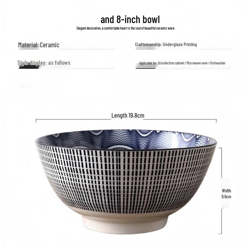 Diruien Ceramic Large Noodle and Soup Bowl