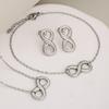 Stainless Steel Infinity Jewelry Set Smooth Polished Infinity Stud Earrings Necklace Bracelet 3Pcs Women Minimalist Jewelry Gift
