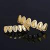 Hip Hop Braces Mirror Grillz Inlaid with Zircon Six Teeth Gold Plated Teeth Braces Halloween Trendy Men's Personality Jewelry