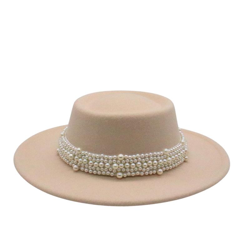 French Retro British Flat Top Top Hat Season Men'S And Women'S Hats Hepburn Face Small Felt Hat