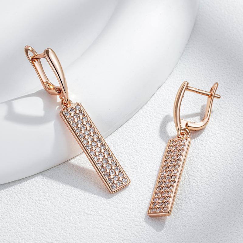 Full Paved Zircon Square Pendant Earrings Smooth Texture Women Personality Accessories Wedding Jewelry