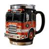Fire Rescue 3D Fire Truck Mug Double Wall Stainless Steel Insulated Tumbler Vacuum Flask For Firefighters Station Work Gifts