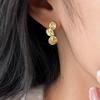 Japanese & Korean Irregular Gold Leaf 925 Silver Stud Earrings for Women