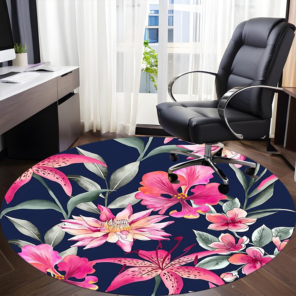 1pc Floral Pattern Chair Carpet for Office, Non-slip, Soft and Durable Office Rug for Interior Decoration, Perfect for Office Yy260313088