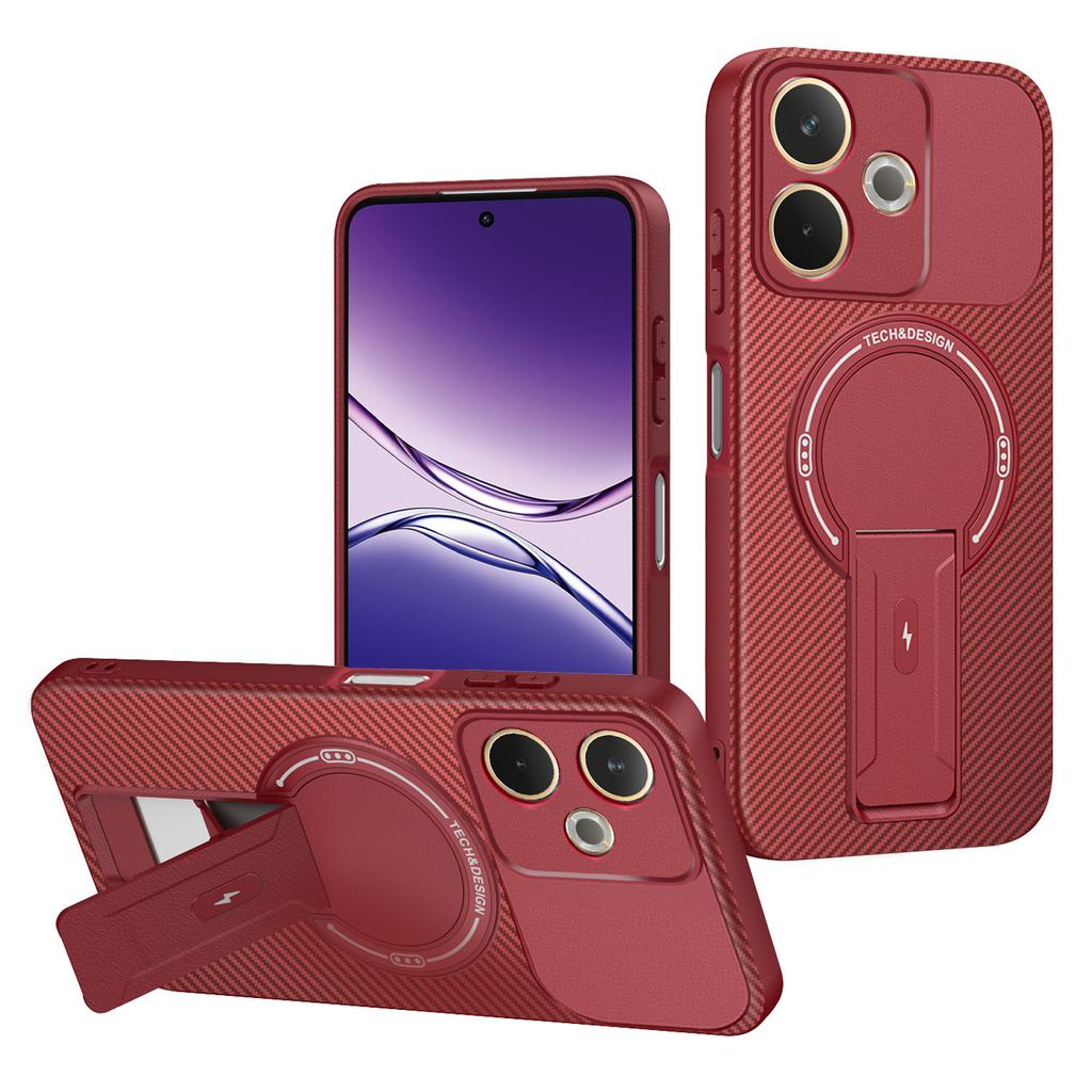 Phone Case For Oppo A5 Pro 4G (Global)/A5 Pro 5G (Global)/A5 Energy 5G (China) Carbon Fiber Texture PC+TPU Cover with Kickstand
