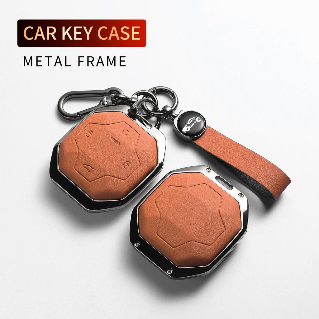 For Chery Jetour Traveller 2023 2024 Jetour T2 T1 Freedom Leather Metal Car Key Case Cover Fob Key Shell Decorative Accessories
