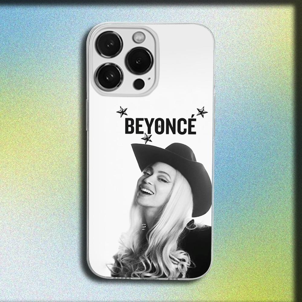 Coque de téléphone pour iPhone 16,15,14,13,12,11 Plus,Pro,Max,XR,XS,X,Plus,SE,Mini - B-Beyonce - Housse Souple Transparente