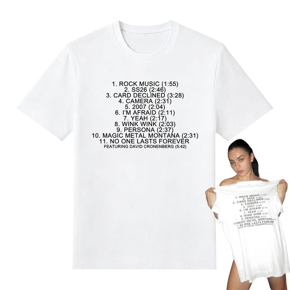 Charli Xcx Fashion Film List Tshirt Simple Letter Print Tshirt Fashion Casual Short Sleeve Unisex O Neck Top