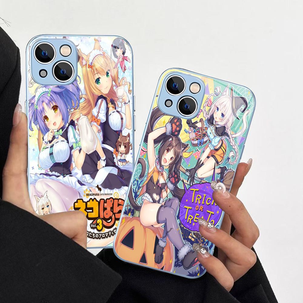 Nekopara Chocola Vanilla Phone Case For iPhone 14 13 12 Mini 11 Pro XS Max X XR 14 Plus Tempered Glass Cover