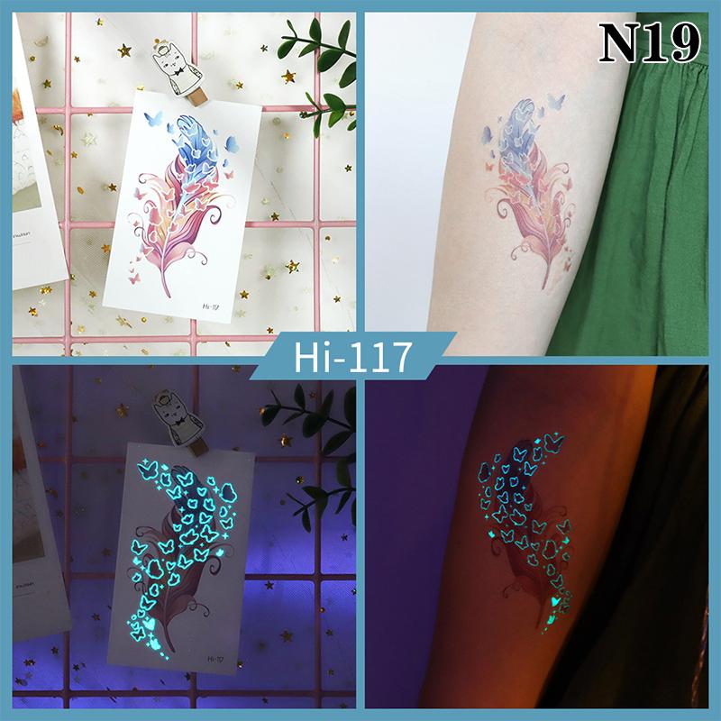 Светящаяся бабочка синяя светящаяся татуировка наклейка кемпинг водонепроницаемая временная татуировка перья одноразовая поддельная татуировка боди-арт