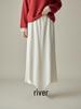 Mousse Half Skirt - Ribbed Knit Korean Style High Waist A-Line Midi In 3 Colors (N364B)
