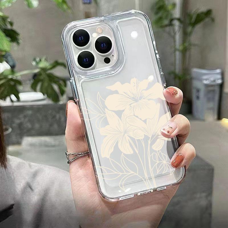 White Flower Transparent Phone Case For iPhone 17 16 Pro Max Cases iPhone 15 13 12 11 14 7 8 Plus XS 16E 17 Air Soft Clear Cover
