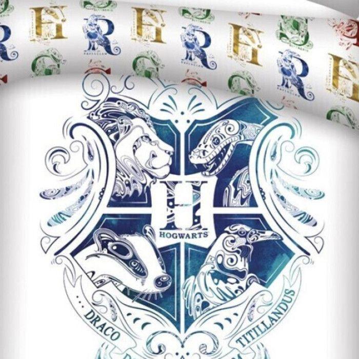 Parure de couette - HARRY POTTER - 140 x 200 cm - 100% coton - Blanc