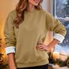 Damen Casual Fashion Rundhals Pullover Top Winter Einfarbig Plüsch Sweatshirt
