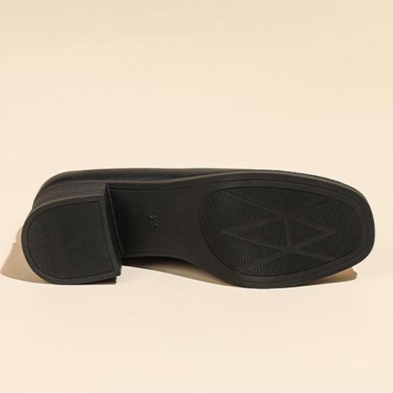 Schwarze hochwertige Damen-High-Heel-Schuhe Klassische Mode Damen Freizeitschuhe Niedrigabsatz Formell Weiches Leder Elegant Arbeitsschuhe