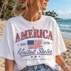 Vintage America 1776 Graphic Tee, Retro USA Flag Beach Shirt
