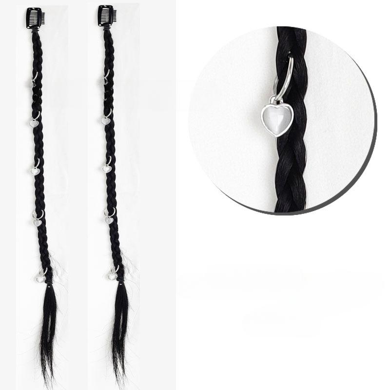 2 stücke Synthetische Perücke Zöpfe mit Clip Haar Zopf Haarverlängerungen Zubehör Ringe Dreadlocks Hip-Hop Haar Seil Lametta