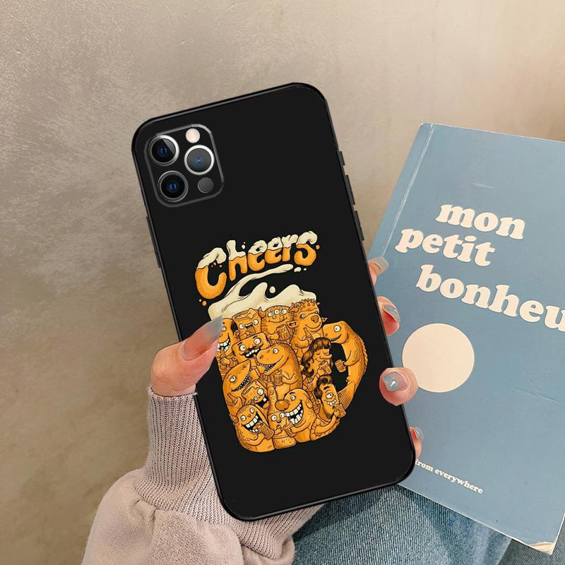Time Drink Cold Beer Case For iPhone 17 Air 14 16 15 11 12 13 Pro Max 12 mini XR 15 16 Plus 16e Back Cover Shell