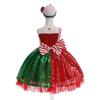 Striped Bow Christmas Dresses for Girls Elegant Fluffy Tulle Cosplay Costumes Party Girls Princess Red Xmas Dress Birthday Gown