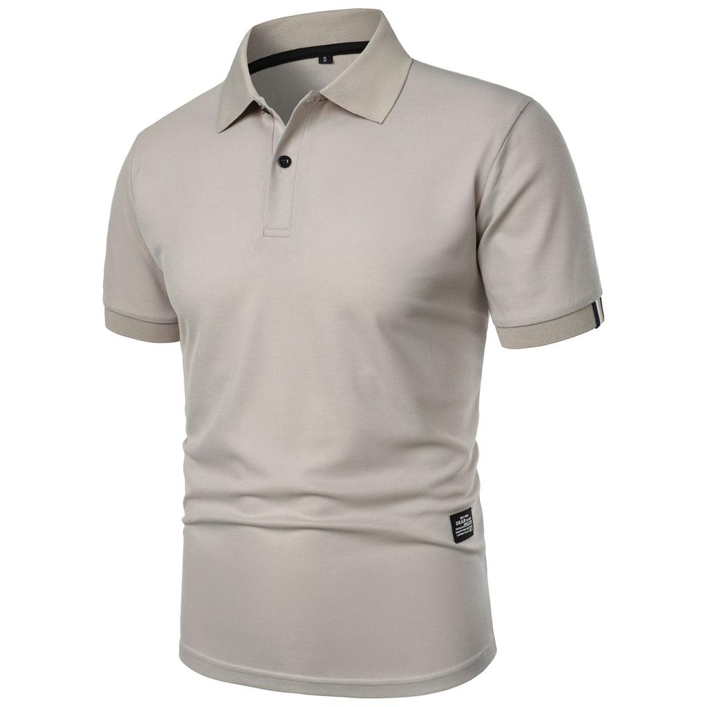 Europäischer und Amerikanischer Stil Herren Sommer Einfarbig Slim Fit Oberteil Mode Kurzarm Umlegekragen T-Shirt