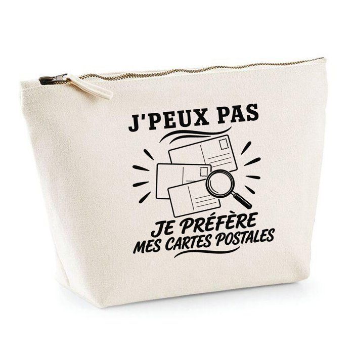 Trousse de toilette - PLANETEE - J’peux pas minimaliste - 100% coton - Beige - 3 L zippée métal
