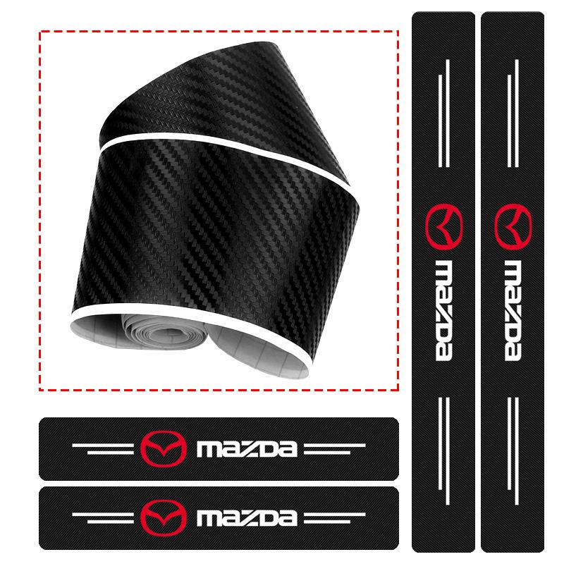 4Pcs Carbon Fiber Car Door Sill Protection 3D Sticker Car Accessories For Mazda 6 3 CX5 5 2 323 CX7 Demio Atenza Axela MX30 CX30 CX3 CX9 RX8 RX7