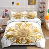 Golden Floral Harmony. Bedding Sets Duvet Covers Pillowcases(1* Duvet Cover 2* Pillowcases Without Duvet Insert)