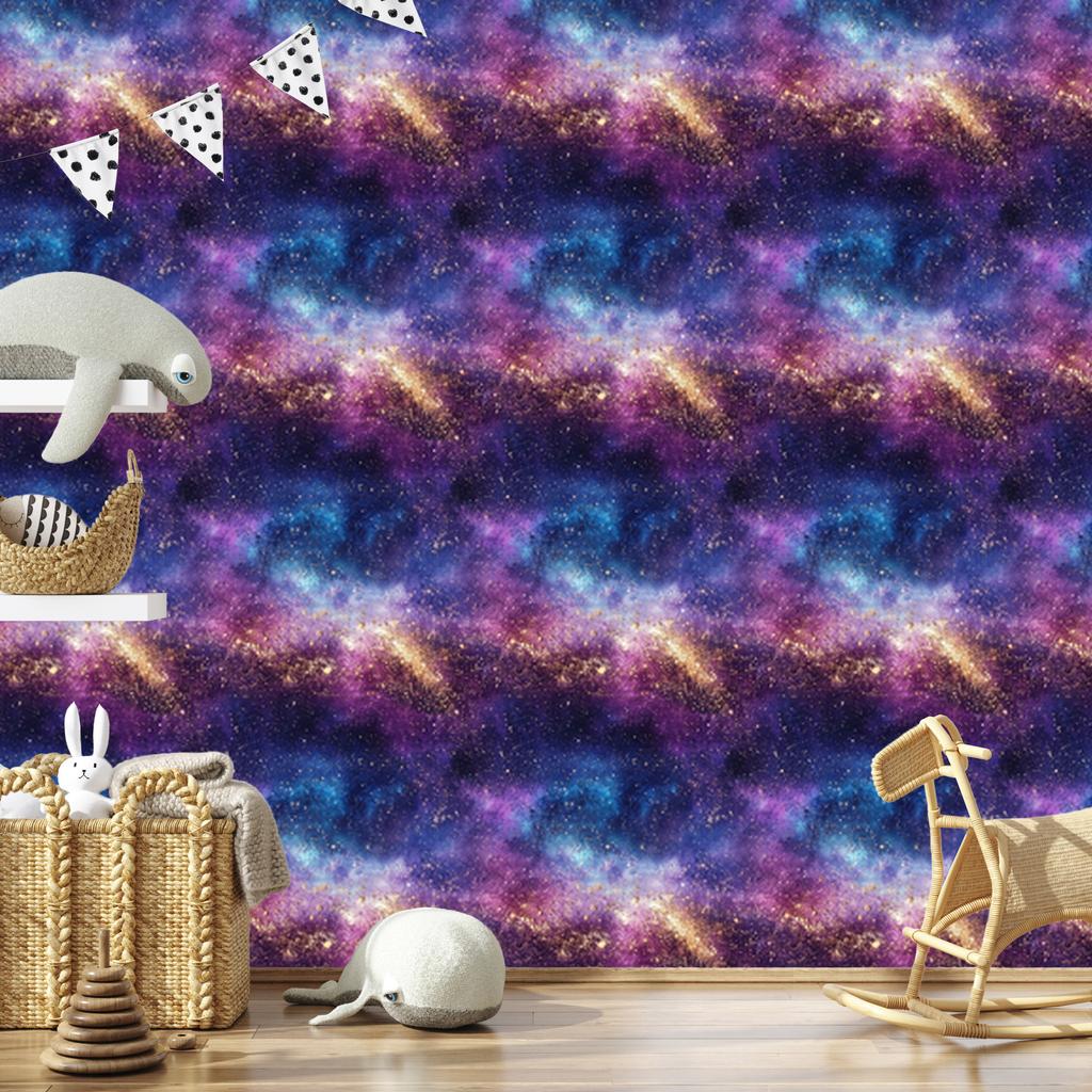 Watercolor Galaxy Wallpaper Blue and Purple for Living Room and Bedroom 50x1000