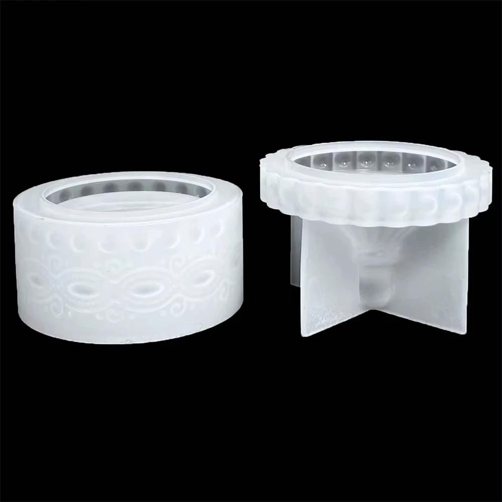 3D Silicone Resin Mold for Jewelry and Crafts storage Box Style Shaped Bottom Jar with Lids DIY Epoxy Casting Mold for Ornaments