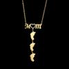 Diamond-Inlaid "MOM" Engraved Necklace with Personalized Paw Print Pendant