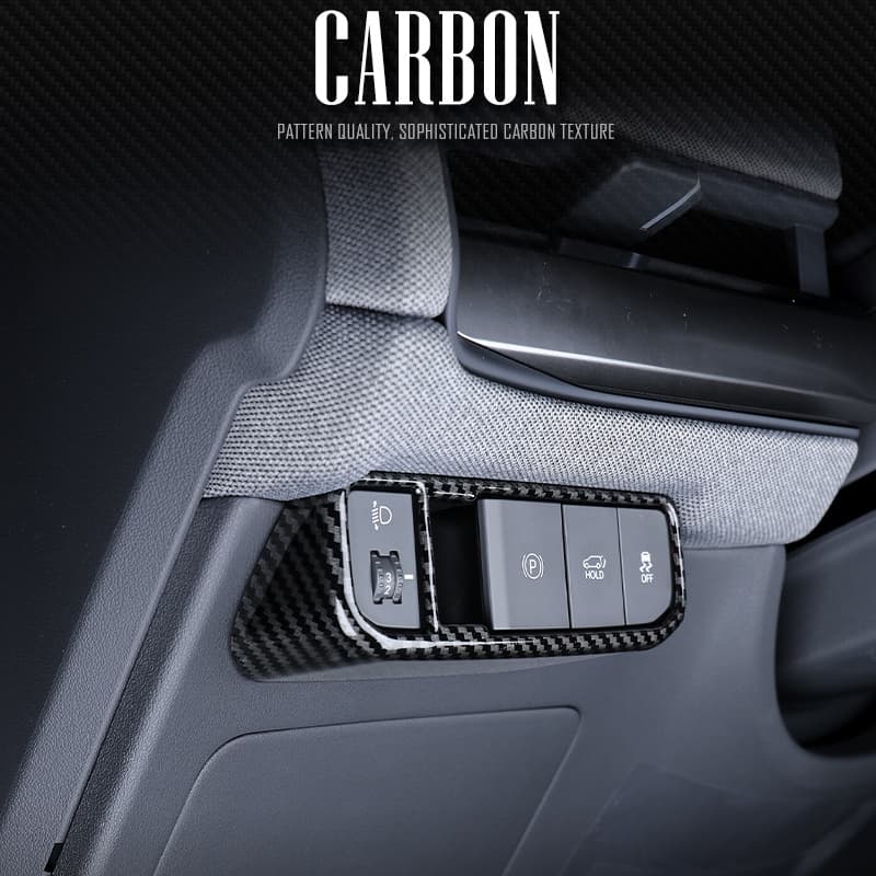 Auto Carbon Fiber ABS Front Headlight Adjustment Button Cover Trim For Kia EV3 2024 2025 Interior Accessories LHD