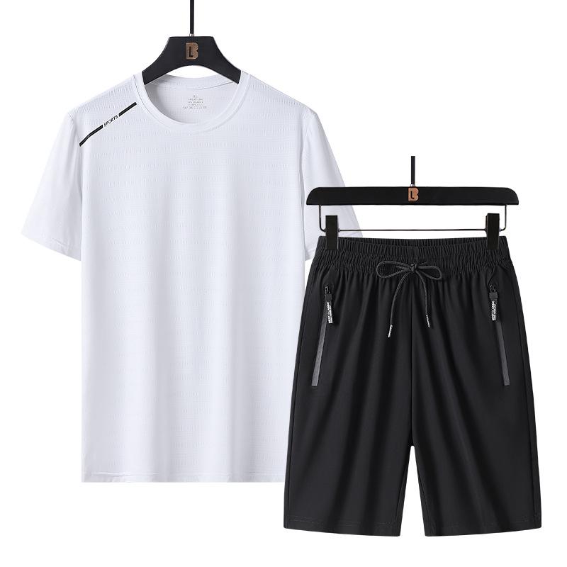 Herren Schnelltrocknender Eisseiden Sportanzug - Sommer Kurzarm & Shorts Set