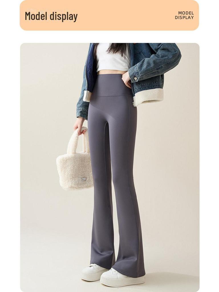 Women's High Waist Tummy Tuck Fleece Flared Yoga Pants for Autumn/Winter