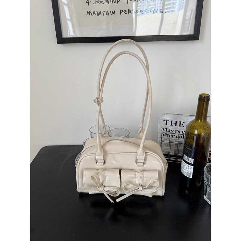 

Сумка-тоут через плечо с бантом, женская рождественская сумка-подушка, сумка для боулинга, стильная сумка для поездок на работу белый