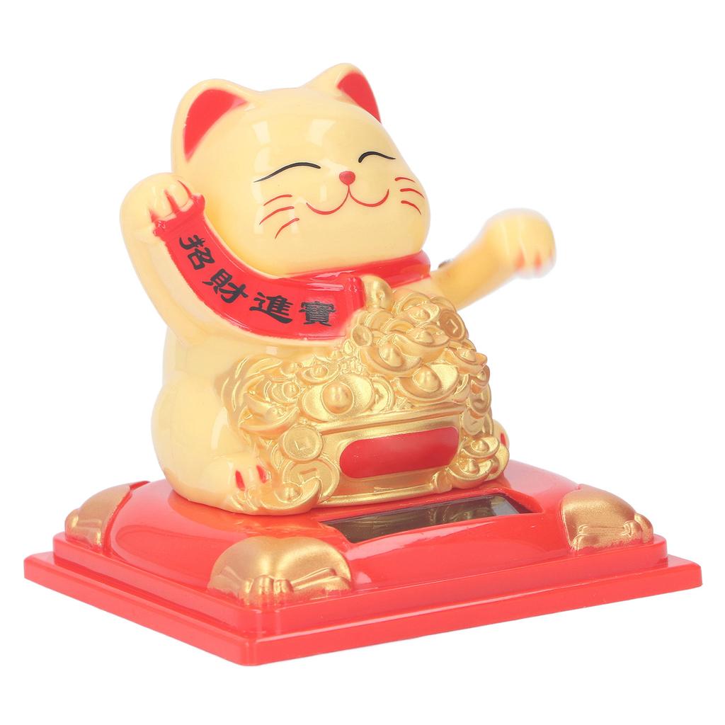 Cat Decoration Solar Power Arm Waving Fortune Cat Decorative Wealth Welcoming Cat Ornament for Car