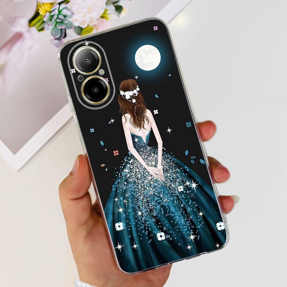 Weiche TPU-Stoßstange Hüllen für Realme C67 4G RMX3890 Rückabdeckung Dünnes Klares Silikon Handyhülle Damen Mode Malerei Funda C 67 4G