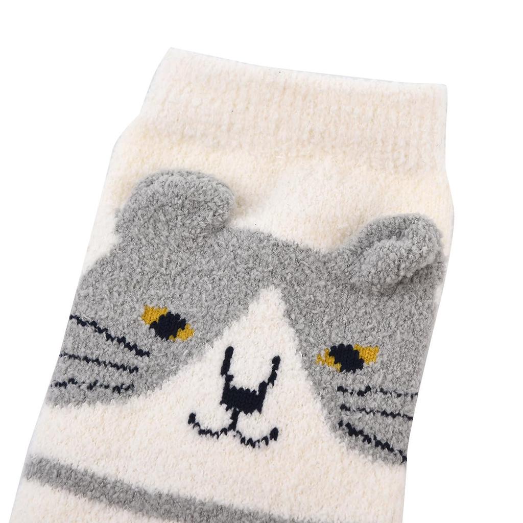Stylish and Cute Boucle Socks with a Kusuguru Crew Character Nursery Teacher Women's Nago-Nago Pattern, Socks, Design, Socks, 23-6725 (#1/GY Gray)