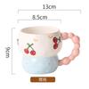 Creative Hand-Painted Relief Ceramic Cartoon Mug Breakfast Cup Milk Oat Cup Mug Cute Household Water Cup