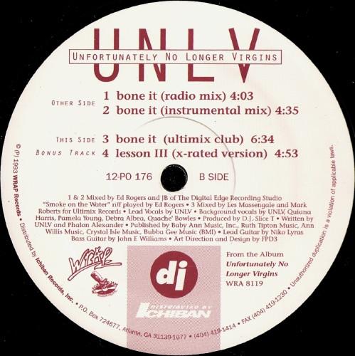 

12inch Record UNLV - Bone It 12PO176 Wrap Records, I 1993 US Rap & Hip-Hop/R&B Used