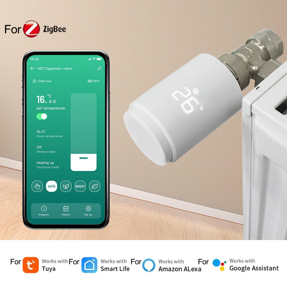 For Zigbee Thermostatic Radiator Valve for Tuya Smart Home with 7 Day Programmable Heating Schedule and Voice Control via
