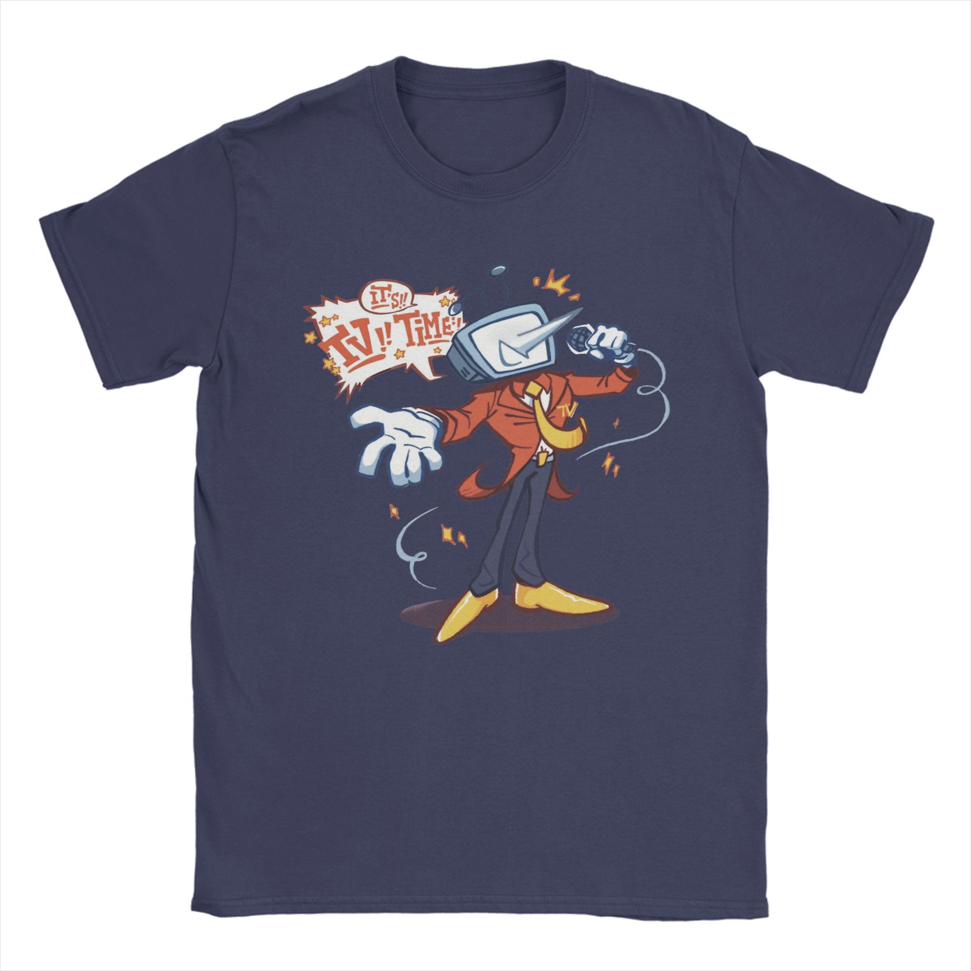 

Deltarune Tenna TV Time T-Shirts for Men Humor Pure Cotton Tees O Neck Short Sleeve T Shirt Summer Tops 4XL