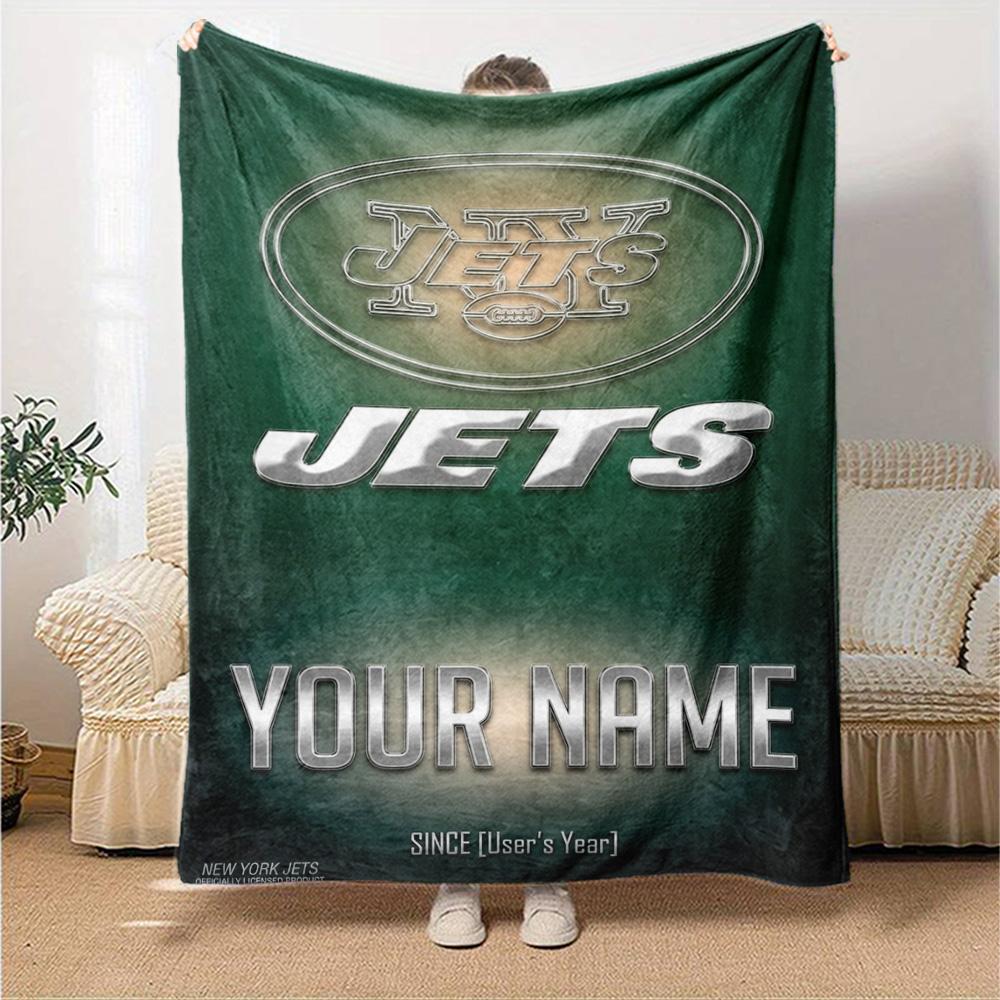 Name Custom New york jets Logo Print Flannel Blanket High Quality Warm Comfortable Cover for All Seasons Perfect for Gifts Home Decor