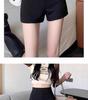 Women's High Waist Black Summer Shorts - Petite, Elastic, Anti-Exposure Hot Pants
